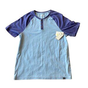 Flag & Anthem 3-Button Henley Short Sleeve Shirt Mens Medium M Blue NWT